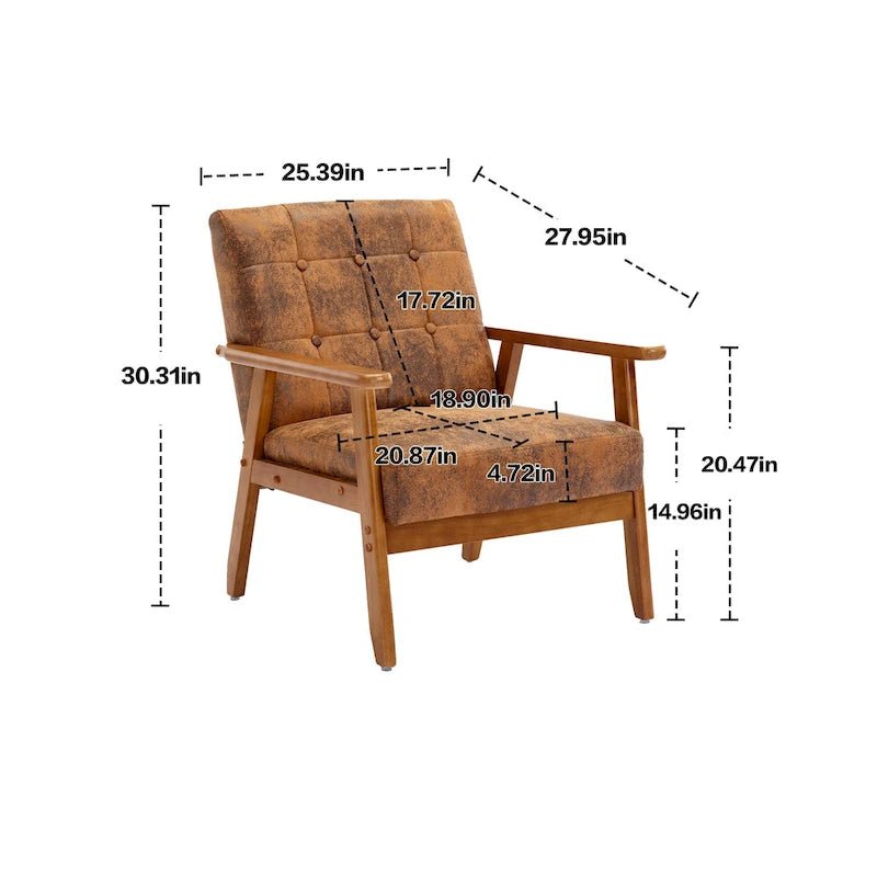 Fauteuil d'appoint capitonné 28,74 avec cadre en bois massif