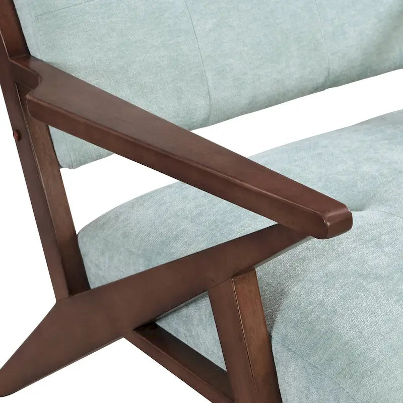 Fauteuil d'accent style Mid-Century Modern avec coussins moelleux, accoudoirs inclinés et structure robuste en bois massif