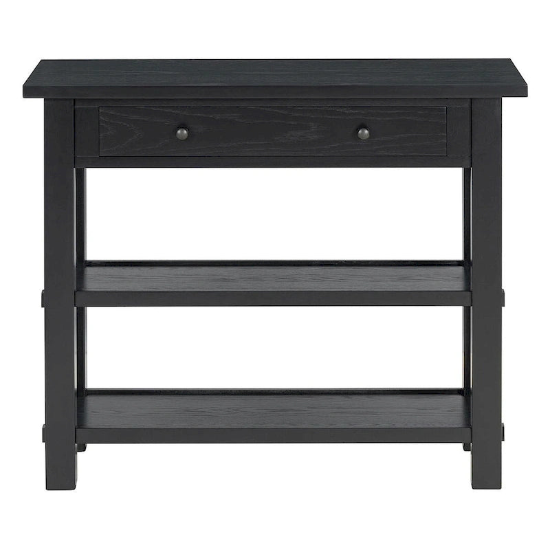 Table console 36 po en bois massif style rustique avec tiroirs et 2 étagères