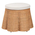 Repose-pieds en rotin naturel avec coussin