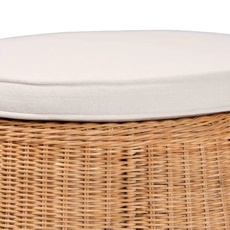 Repose-pieds en rotin naturel avec coussin