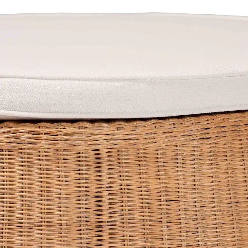 Repose-pieds en rotin naturel avec coussin