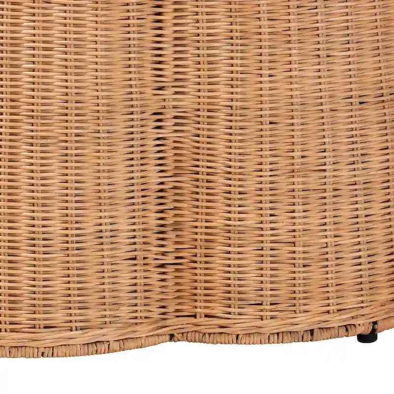 Repose-pieds en rotin naturel avec coussin