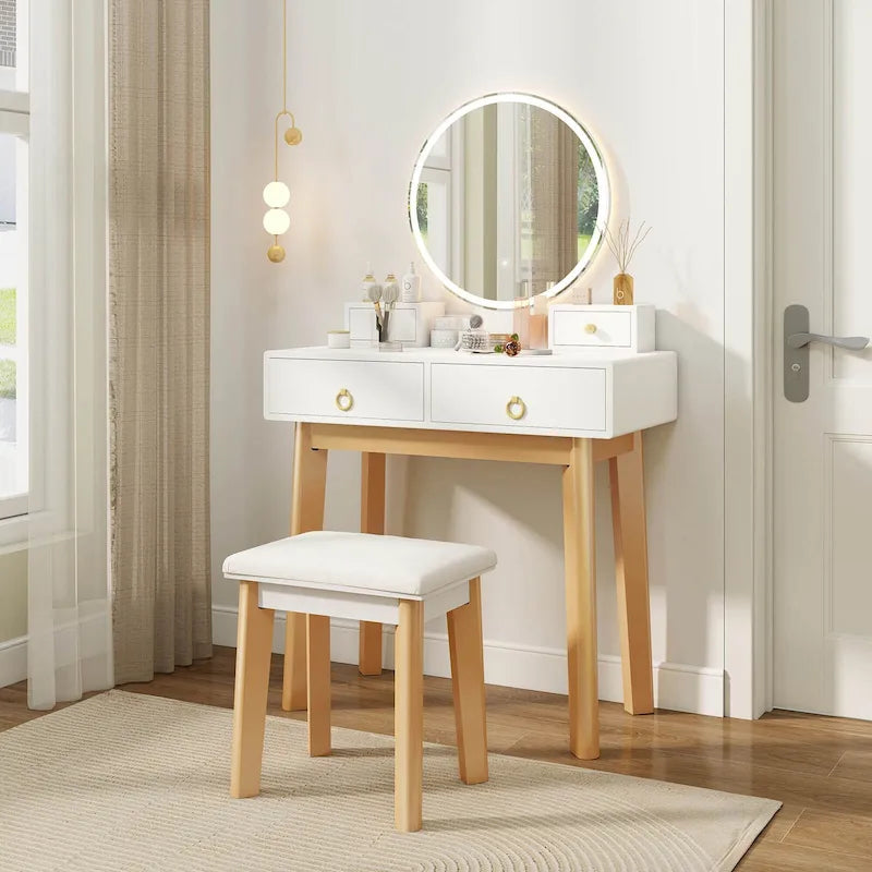 Coiffeuse avec miroir tactile, 3 modes d'éclairage