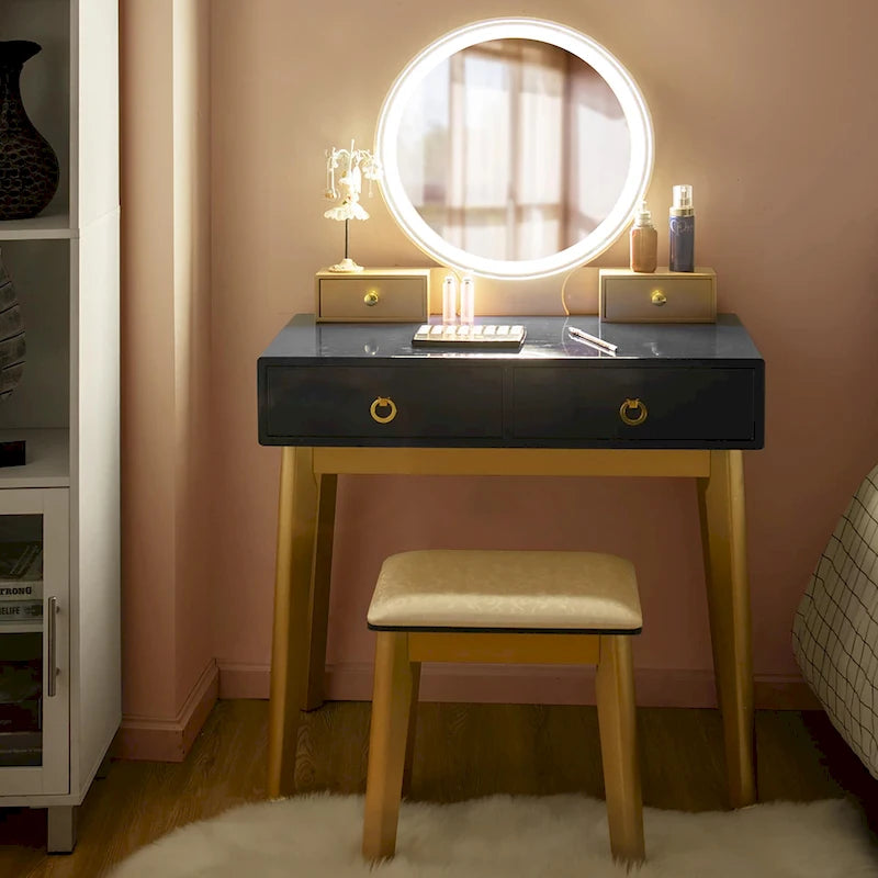 Coiffeuse avec miroir tactile, 3 modes d'éclairage