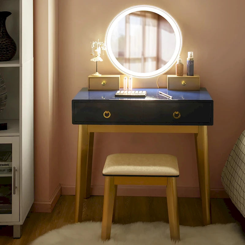 Coiffeuse avec miroir tactile, 3 modes d'éclairage