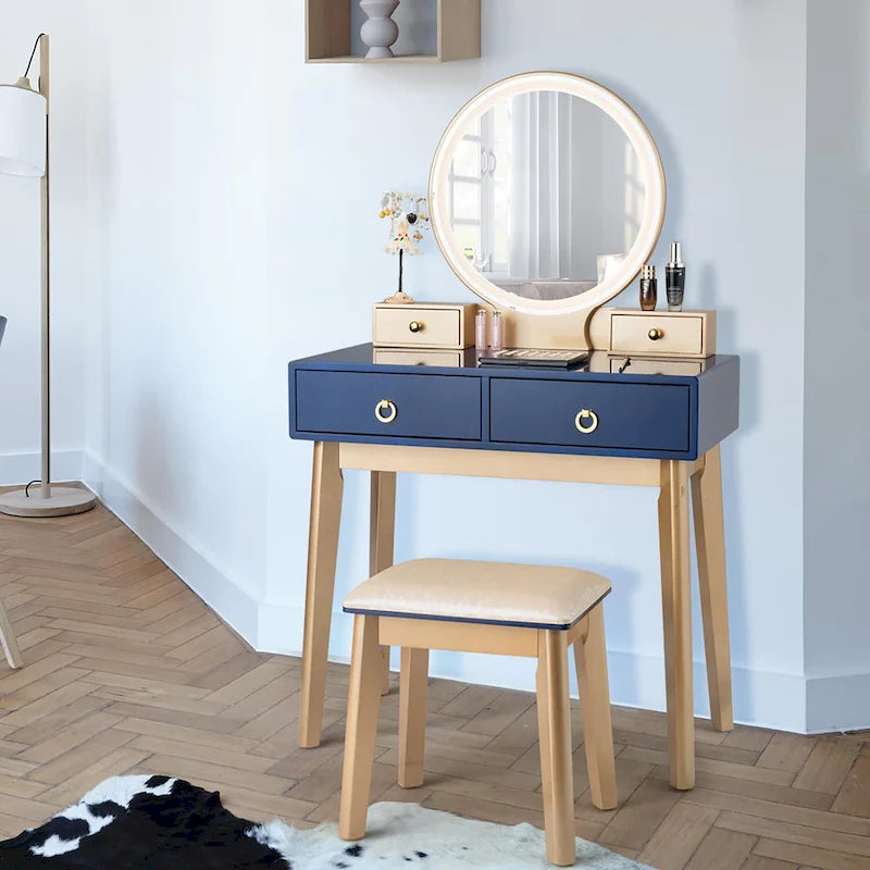 Coiffeuse avec miroir tactile, 3 modes d'éclairage