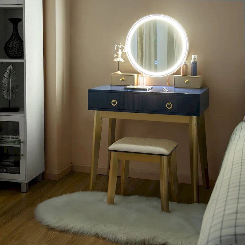 Coiffeuse avec miroir tactile, 3 modes d'éclairage
