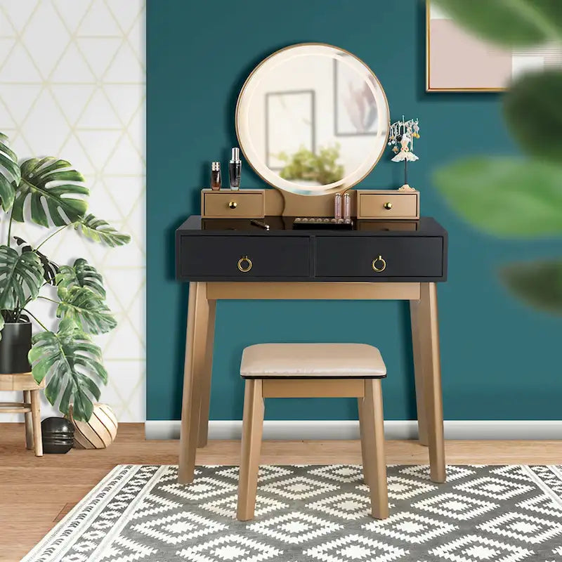 Coiffeuse avec miroir tactile, 3 modes d'éclairage