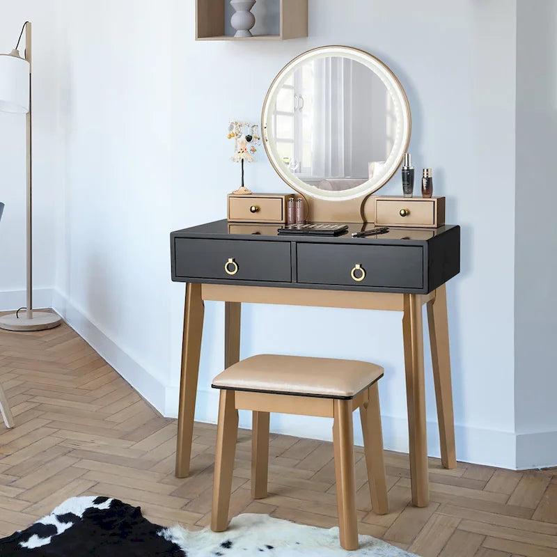 Coiffeuse avec miroir tactile, 3 modes d'éclairage