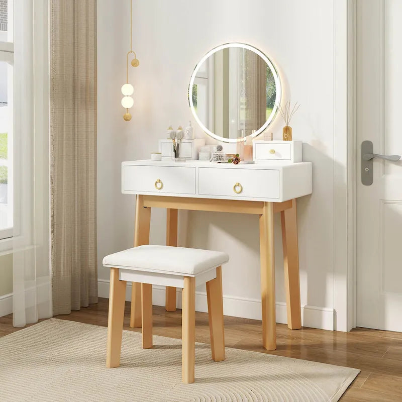 Coiffeuse avec miroir tactile, 3 modes d'éclairage