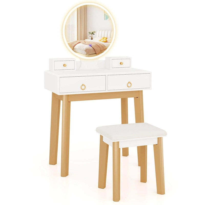 Coiffeuse avec miroir tactile, 3 modes d'éclairage