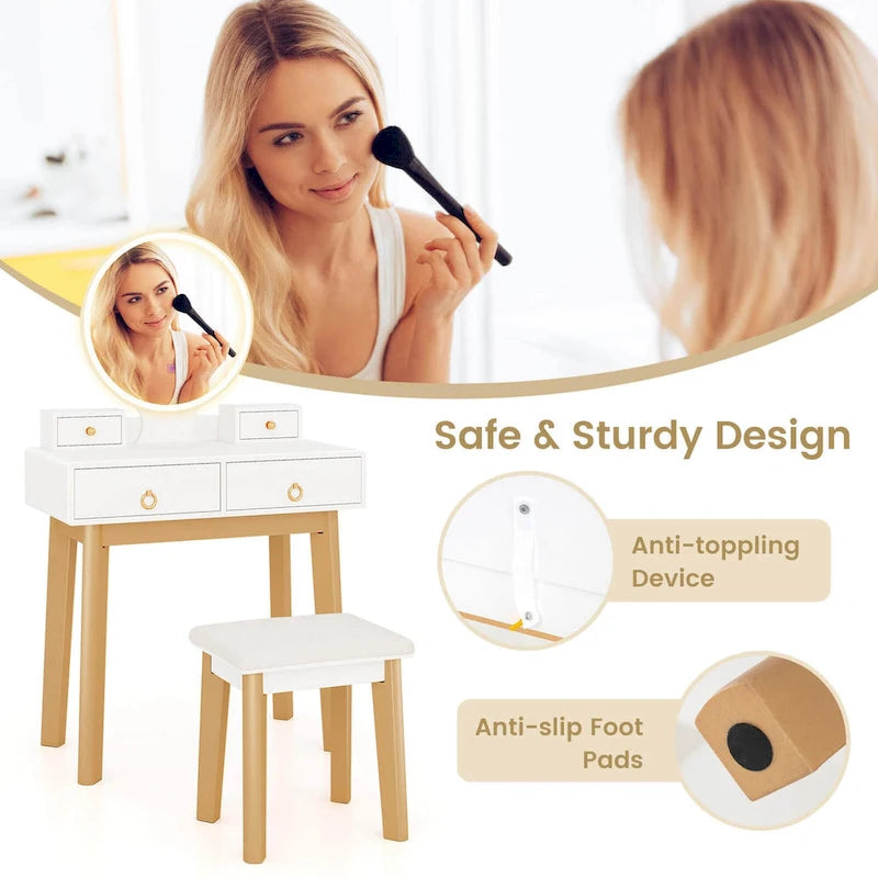 Coiffeuse avec miroir tactile, 3 modes d'éclairage