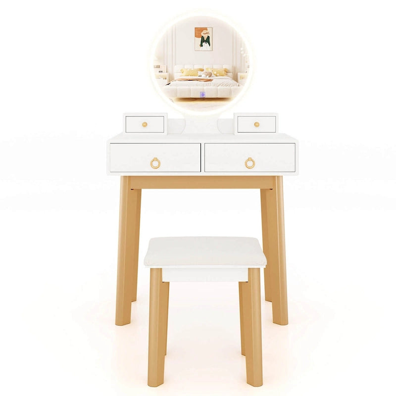 Coiffeuse avec miroir tactile, 3 modes d'éclairage
