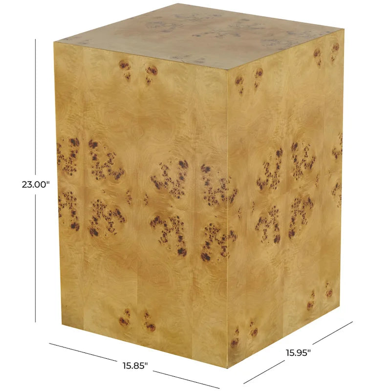 Table d'appoint carrée en bois avec motifs de grain de bois