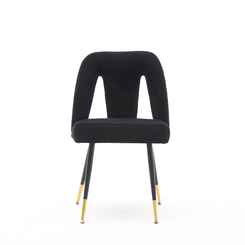 Chaise de salle à manger capitonnée en velours avec clous décoratifs et pieds en métal