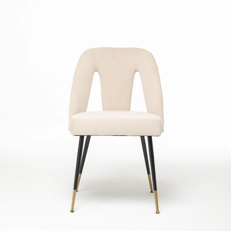 Chaise de salle à manger capitonnée en velours avec clous décoratifs et pieds en métal