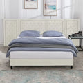Cadre de lit plateforme haut capitonné en velours avec tête de lit, mobilier de chambre