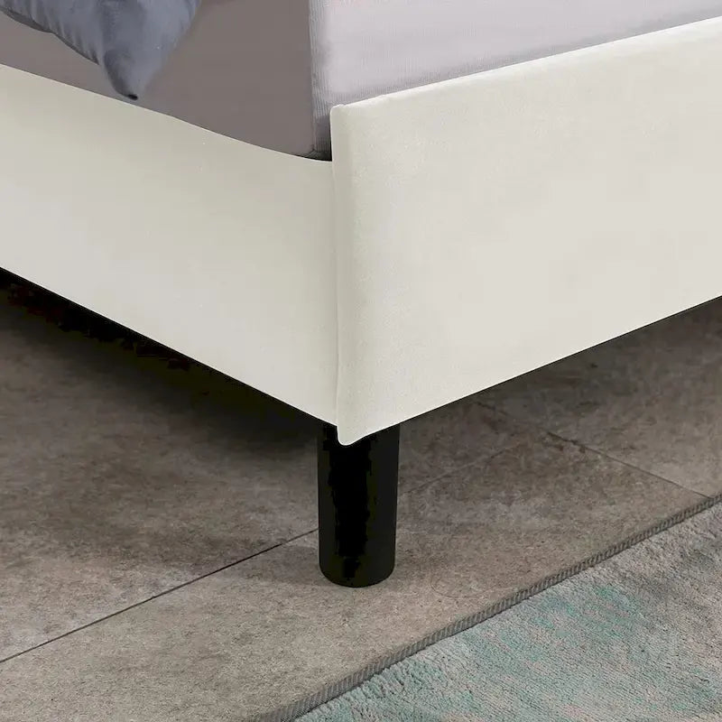 Cadre de lit plateforme haut capitonné en velours avec tête de lit, mobilier de chambre