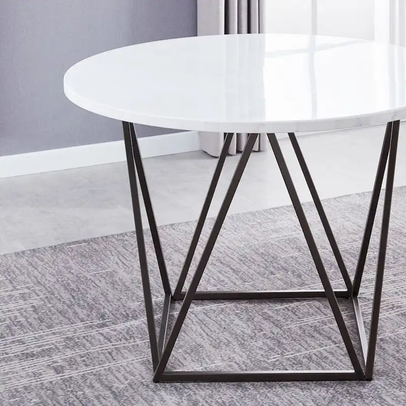 Table à manger ronde en marbre blanc