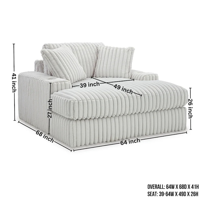 Chaise longue surdimensionnée, avec porte-gobelets et port de chargement USB