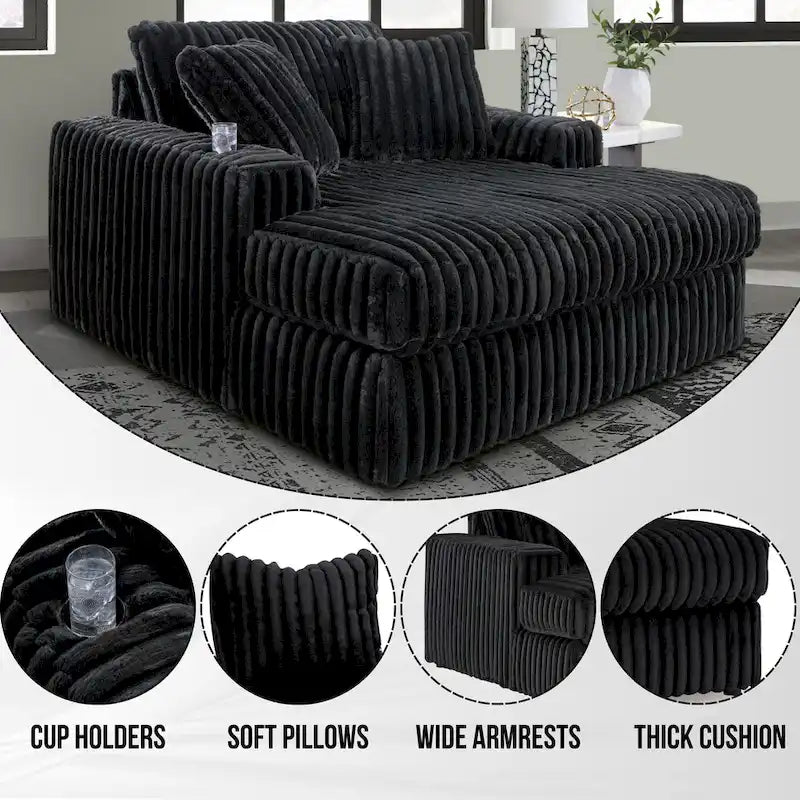 Chaise longue surdimensionnée, avec porte-gobelets et port de chargement USB