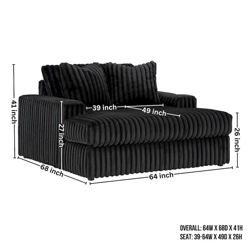 Chaise longue surdimensionnée, avec porte-gobelets et port de chargement USB