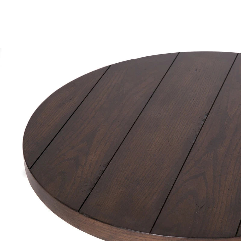 Table d'appoint ronde dotée d'un plateau en chêne massif à lattes