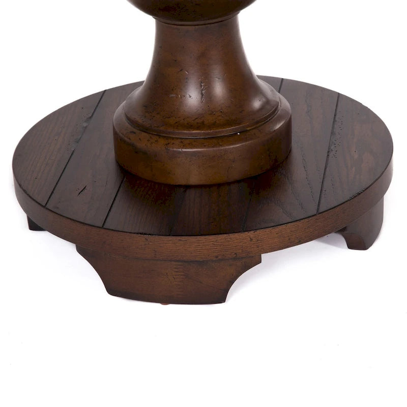 Table d'appoint ronde dotée d'un plateau en chêne massif à lattes