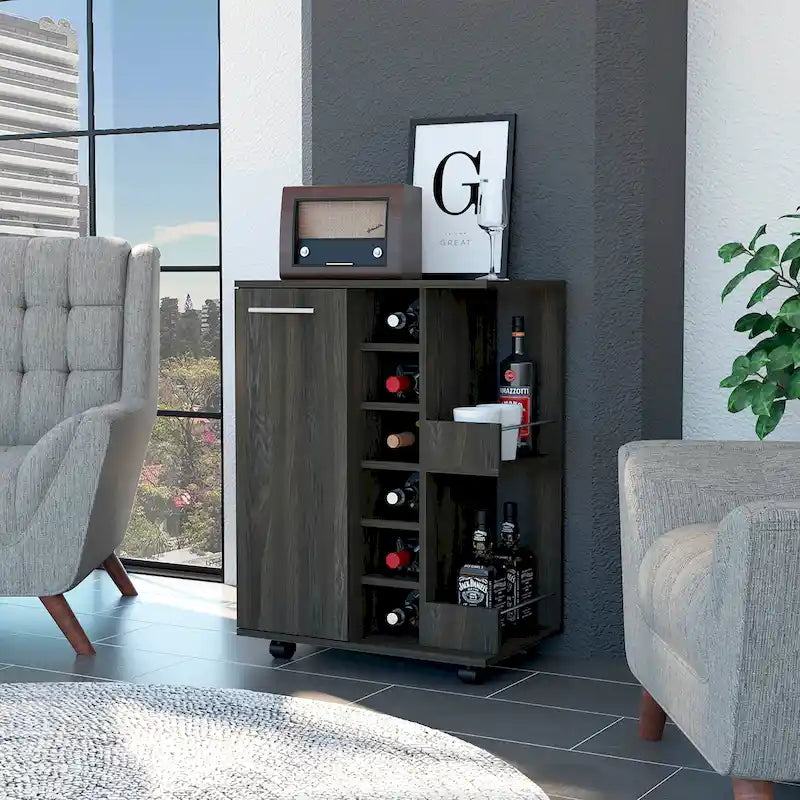 Meuble de bar, un meuble bas avec séparation, noir