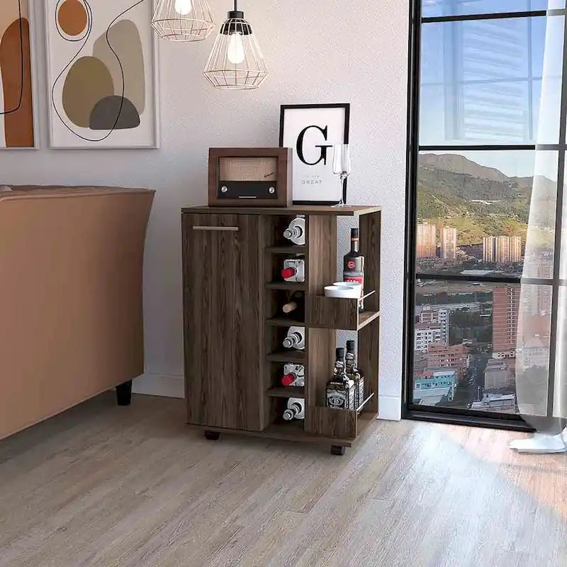 Meuble de bar, un meuble bas avec séparation, noir