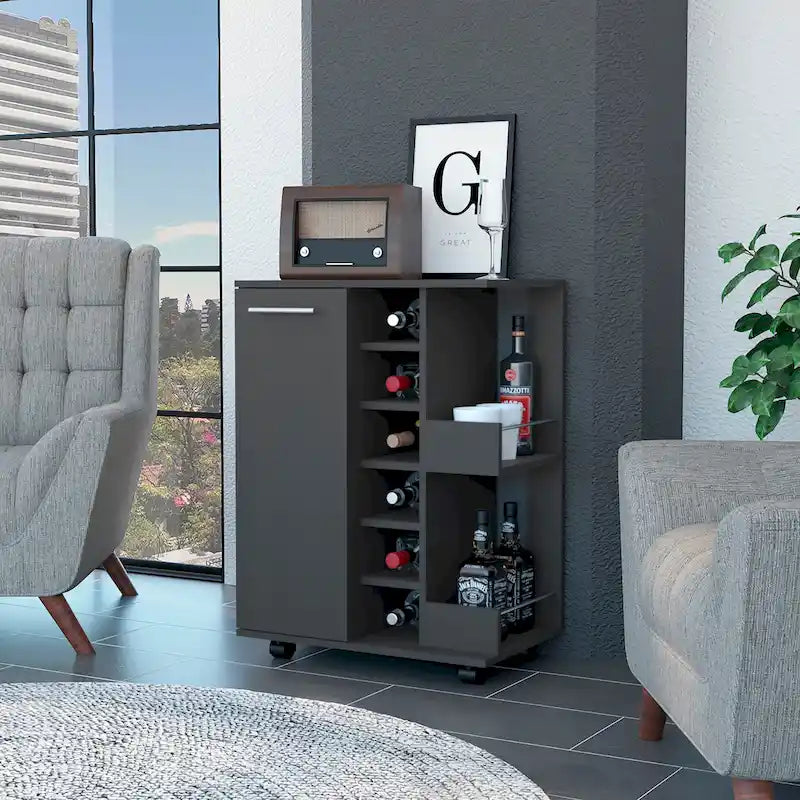 Meuble de bar, un meuble bas avec séparation, noir