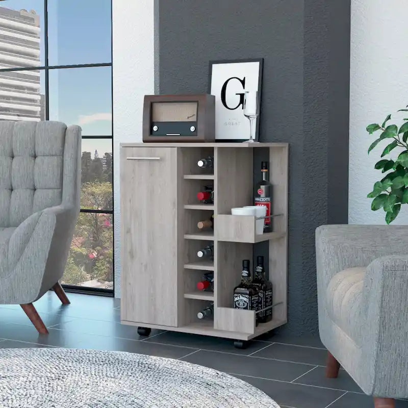 Meuble de bar, un meuble bas avec séparation, noir