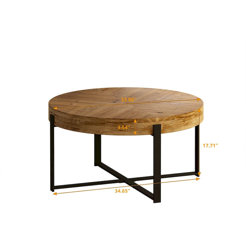 Table basse ronde moderne rétro à empiècements