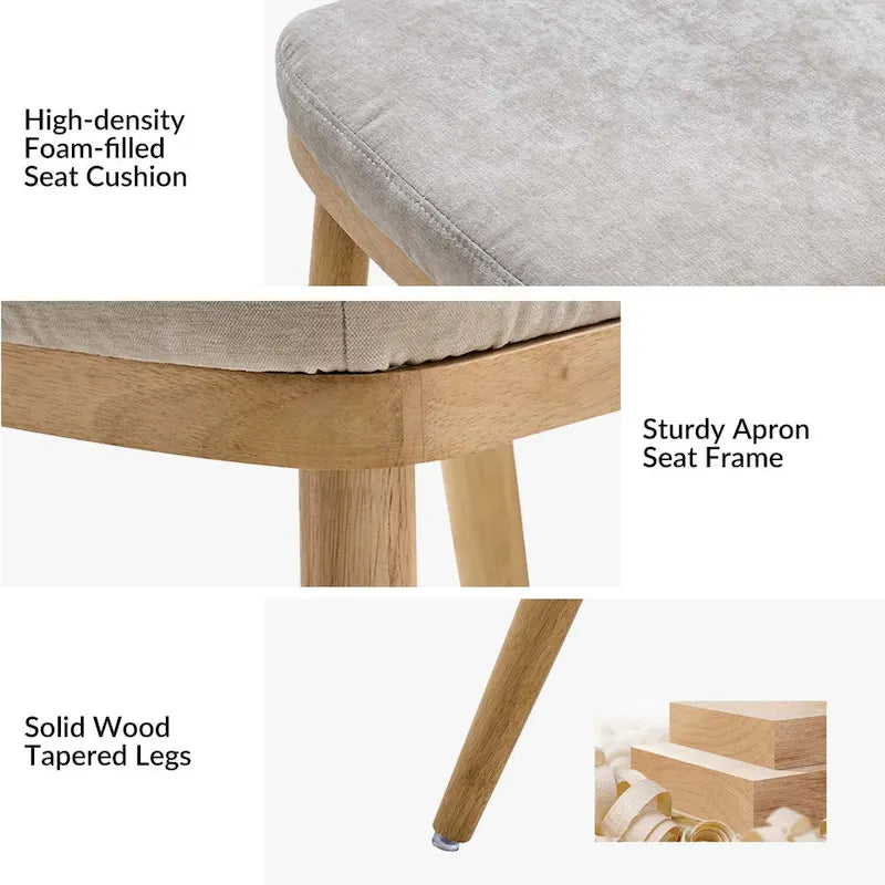 Chaise de salle à manger rembourrée style milieu du siècle