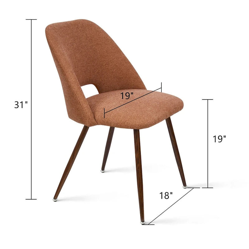 Chaise de salle à manger moderne capitonnée à dossier découpé avec finition noyer