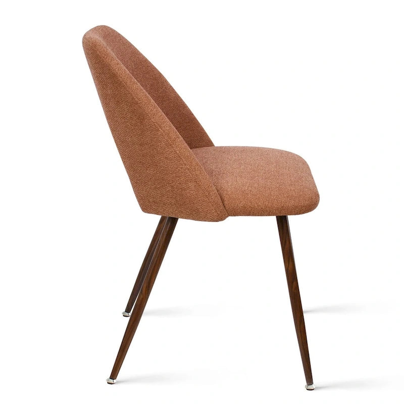 Chaise de salle à manger moderne capitonnée à dossier découpé avec finition noyer