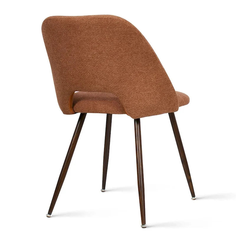 Chaise de salle à manger moderne capitonnée à dossier découpé avec finition noyer