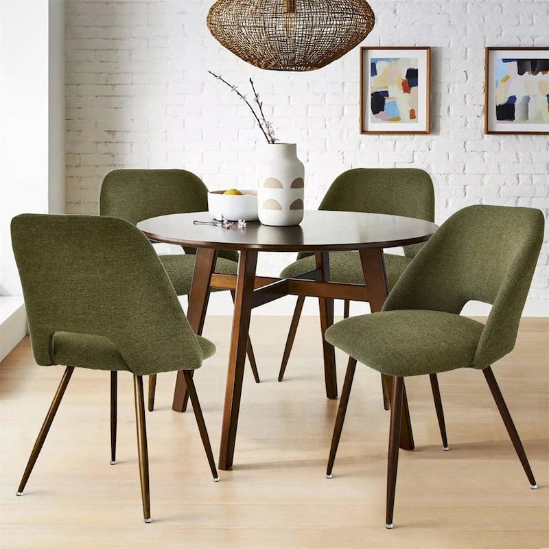 Chaise de salle à manger moderne capitonnée à dossier découpé avec finition noyer