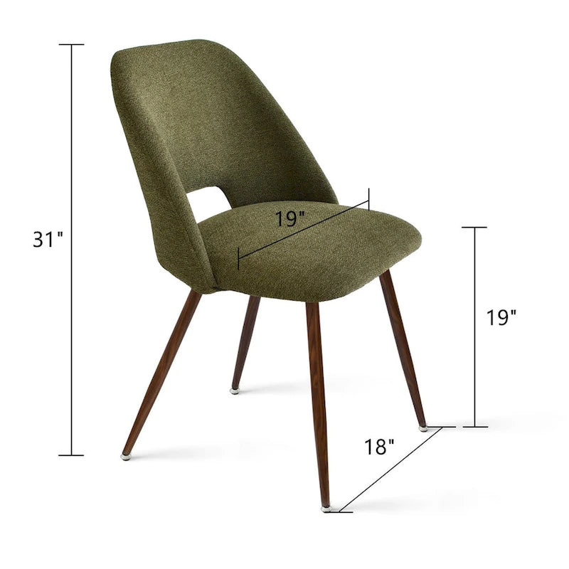 Chaise de salle à manger moderne capitonnée à dossier découpé avec finition noyer