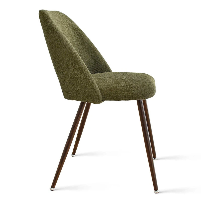 Chaise de salle à manger moderne capitonnée à dossier découpé avec finition noyer