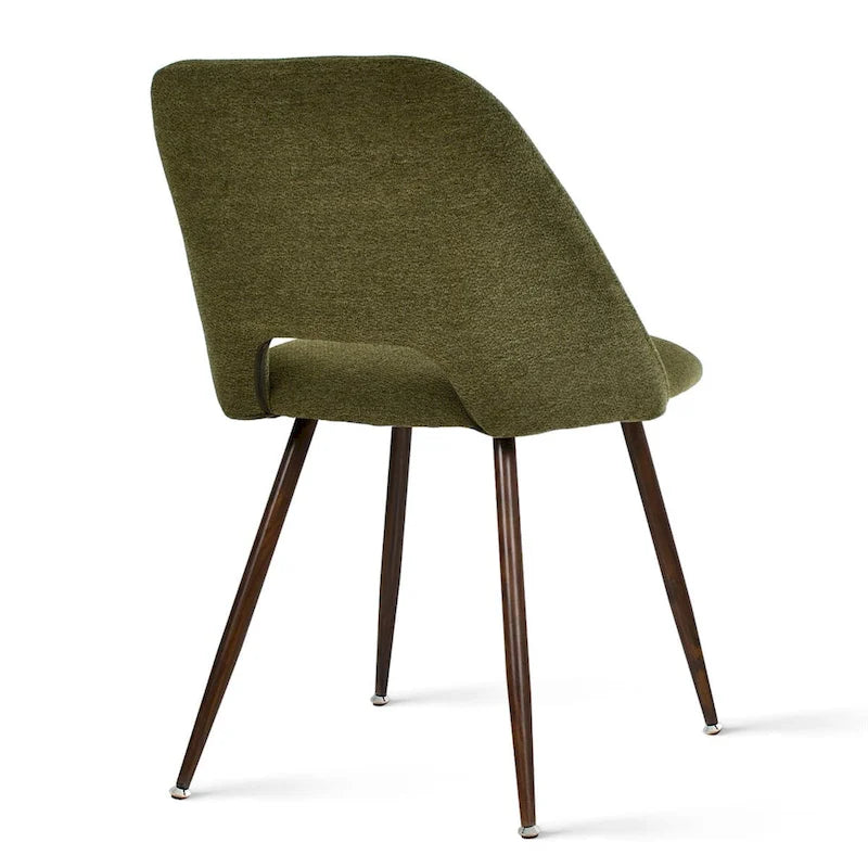 Chaise de salle à manger moderne capitonnée à dossier découpé avec finition noyer