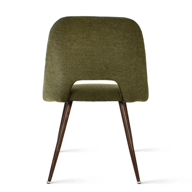 Chaise de salle à manger moderne capitonnée à dossier découpé avec finition noyer