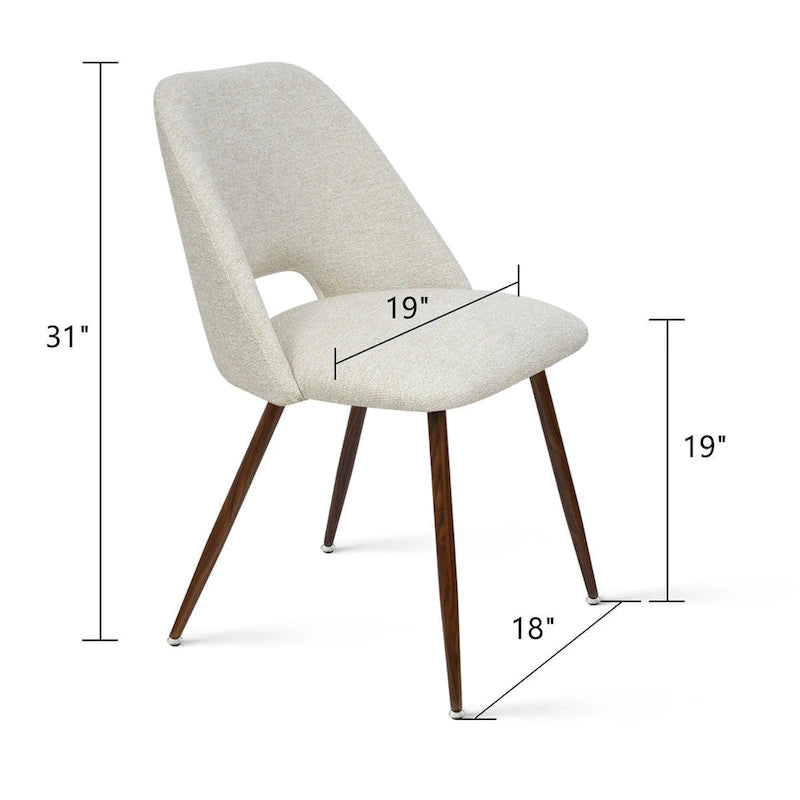 Chaise de salle à manger moderne capitonnée à dossier découpé avec finition noyer