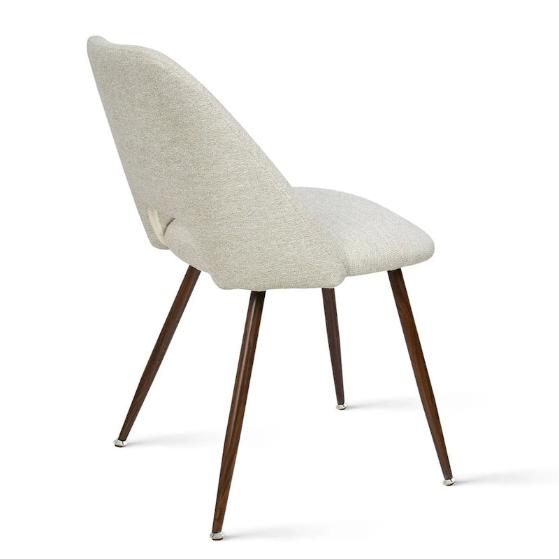 Chaise de salle à manger moderne capitonnée à dossier découpé avec finition noyer