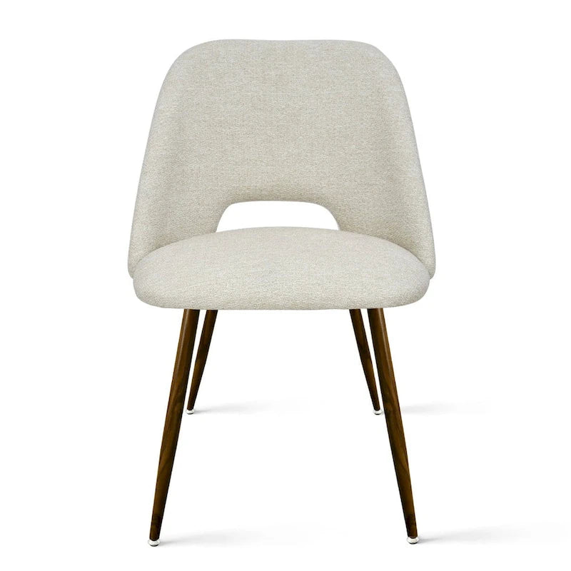 Chaise de salle à manger moderne capitonnée à dossier découpé avec finition noyer