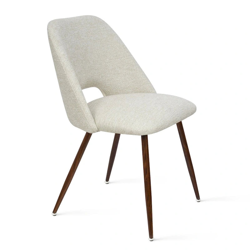 Chaise de salle à manger moderne capitonnée à dossier découpé avec finition noyer