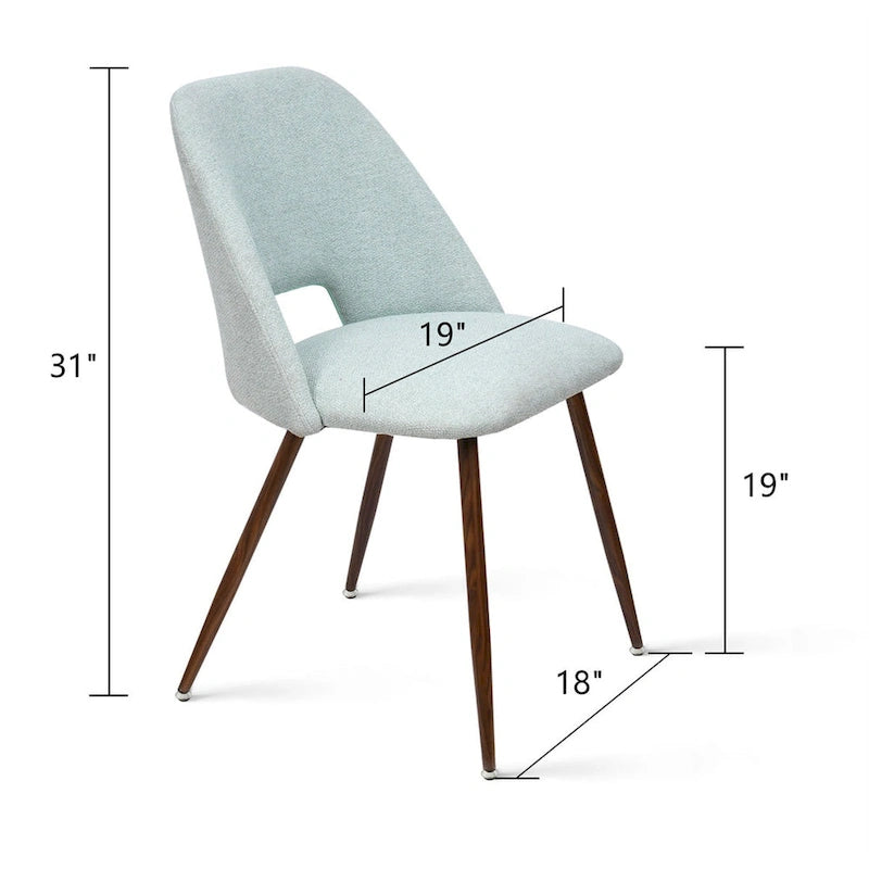 Chaise de salle à manger moderne capitonnée à dossier découpé avec finition noyer