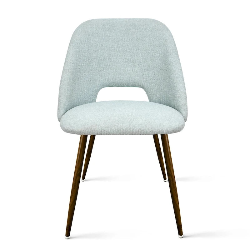 Chaise de salle à manger moderne capitonnée à dossier découpé avec finition noyer