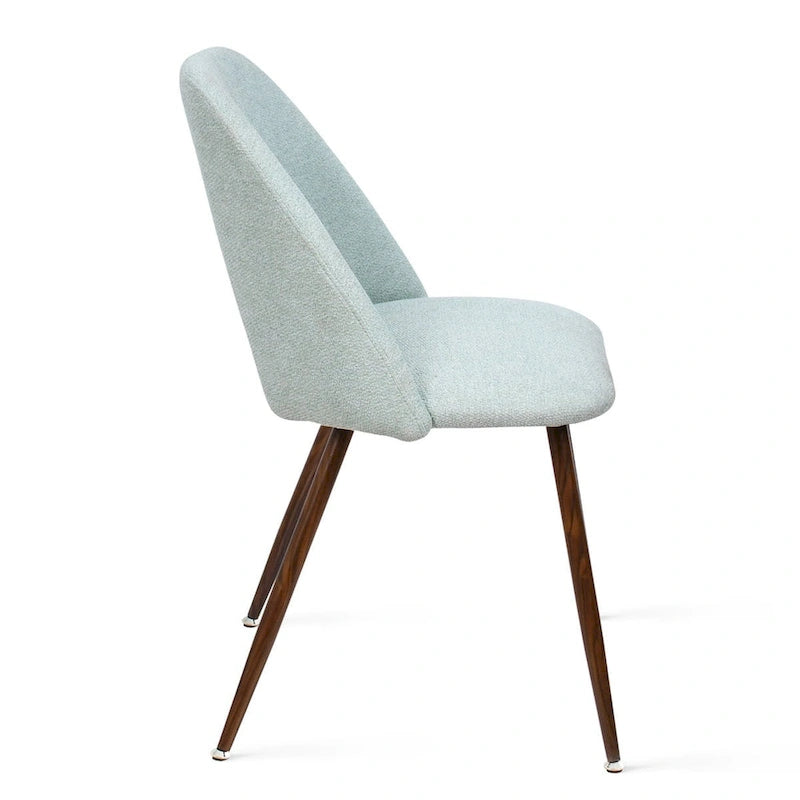Chaise de salle à manger moderne capitonnée à dossier découpé avec finition noyer